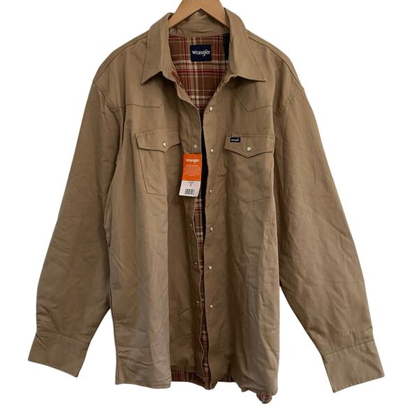 Wrangler Cowboy Cut Flannel Lined Work Shirt / Schacket Mens Size XXL Pearl snap - Picture 1 of 13